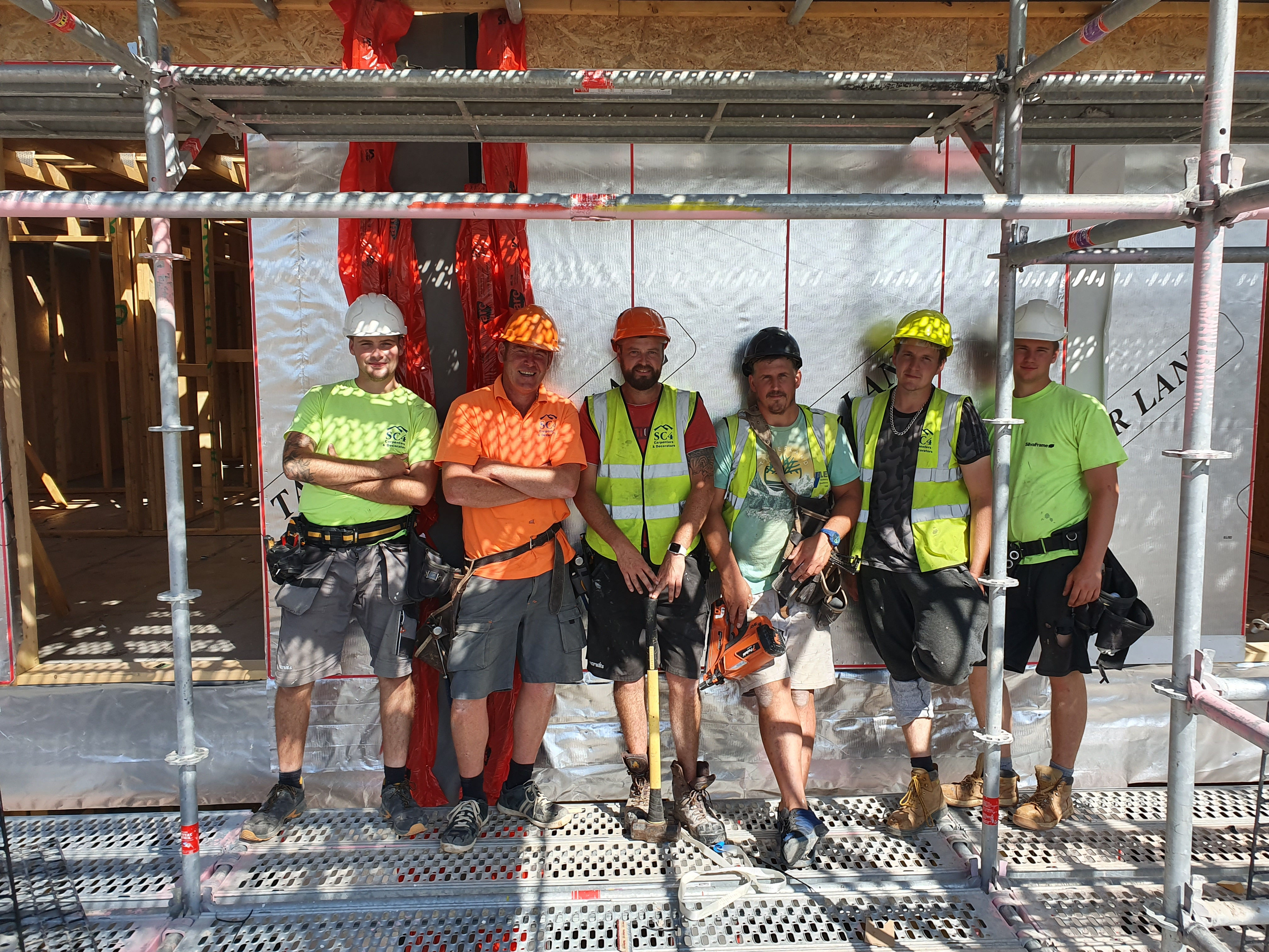 Members of the SC4 timber frame installation team in 2019